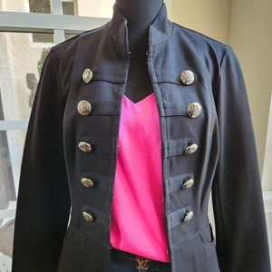 Black military style jacket with with silver buttons - medium